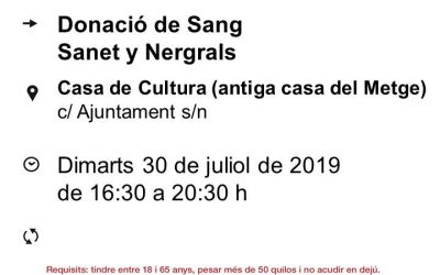 DONACIÓN DE SANGRE. 30 JULIO 2019