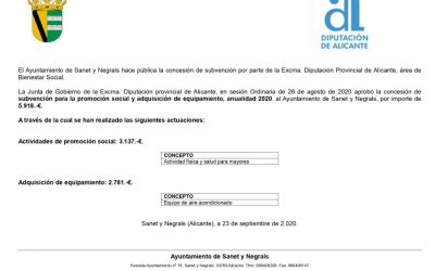 SUBVENCIONS CONCEDIDES PER L’EXCMA. DIPUTACIÓ PROVINCIAL D’ALACANT