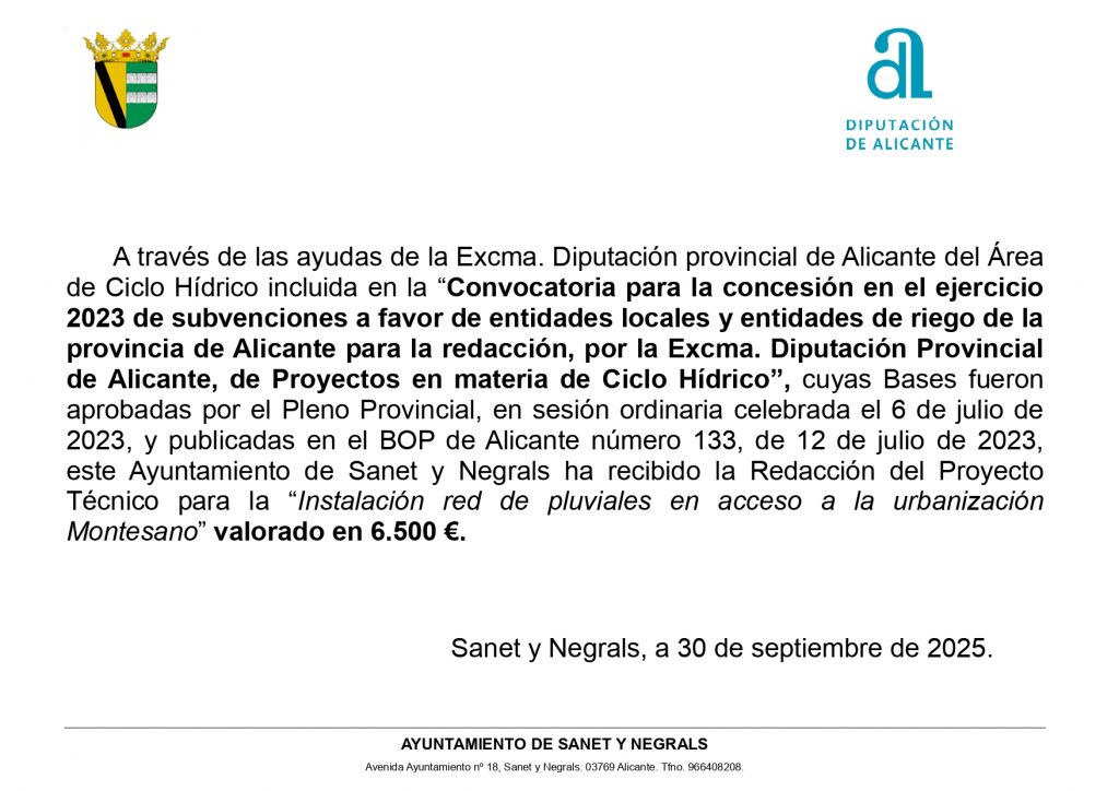 SUBVENCIÓN DE CICLO HÍDRICO 2023